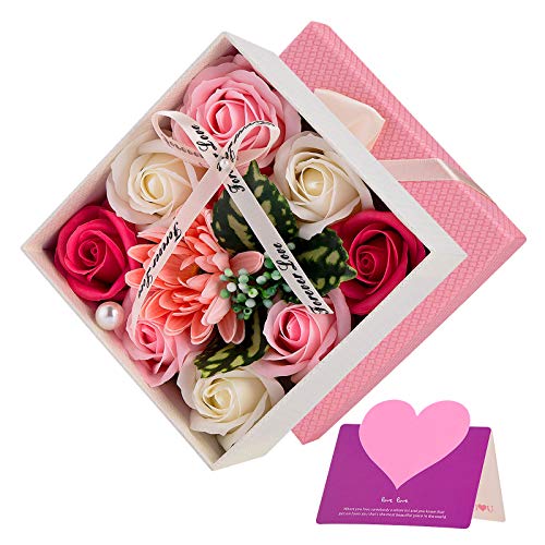 Regalo Dia De La Madre Wisolt Flores Artificiales Rosas de Jabon Perfumado Cajas Regalo Flores de Jabones para Regalar Regalos para Cumpleaños Aniversario San Valentin