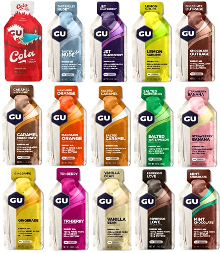 GU Energy - Gel energético, paquete de prueba, 15 variedades de 32 gramos cada uno
