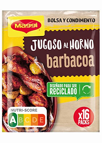 Maggi Jugoso al Horno a la Barbacoa - 1 Bolsa para Horno con Condimentos - Paquete de 16x30g - Total: 480g