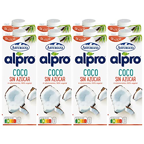 Alpro Central Lechera Asturiana Bebida de Coco, sin Azúcar, 8 x 1L
