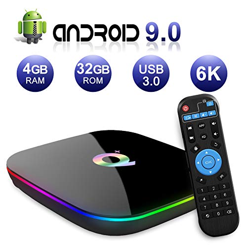 Android TV Box 9.0, Android Box 4GB RAM 32GB ROM H6 Quad Core Cortex-A53 Smart TV Box, soporta 6K de resolución 3D 2.4GHz WiFi Ethernet USB 3.0 Media Player