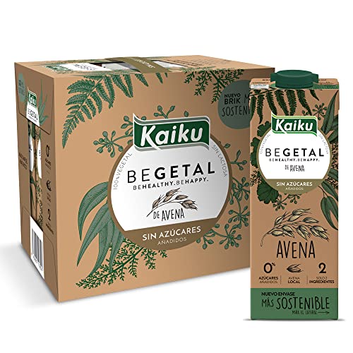Kaiku Begetal Bebida de Avena - Bebida Vegetal de Avena Sin Azúcares Añadidos Sin Lactosa 6x1L
