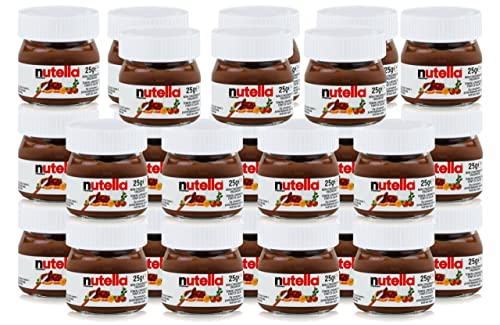 FERRERO - Nutella Botes miniatura de cristal, set de 26 unidades de 25 g, crema de avellanas y chocolate para untar - Pack Promoo