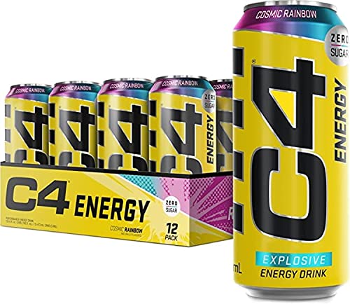 C4 Original - Bebida energética gaseosa con cafeína - No contiene azúcar - Ideal para preentrenamiento - Cosmic Rainbow - 500 ml - Pack de 12 unidades