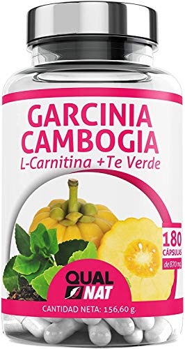 Garcinia Cambogia 180 Cápsulas| Garcinia Cambogia pura + L - Carnitina + Te Verde| Tu Complemento Natural| QUALNAT