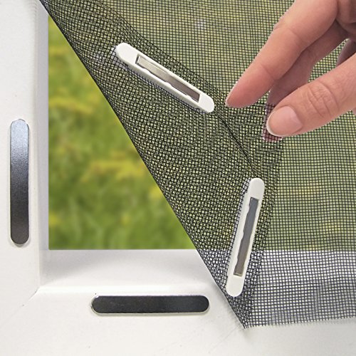 EASYmaxx mosquitera para ventanas'Magic Click' | Cortada a medida para todas las ventanas hasta 150 x 130 cm | Práctico cierre magnético, fácil montaje adhesivo [transparente]